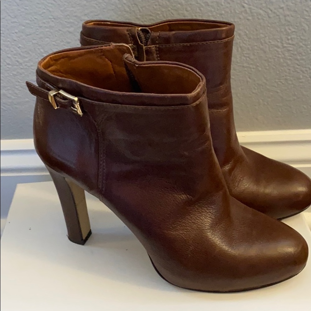 Brown heeled booties